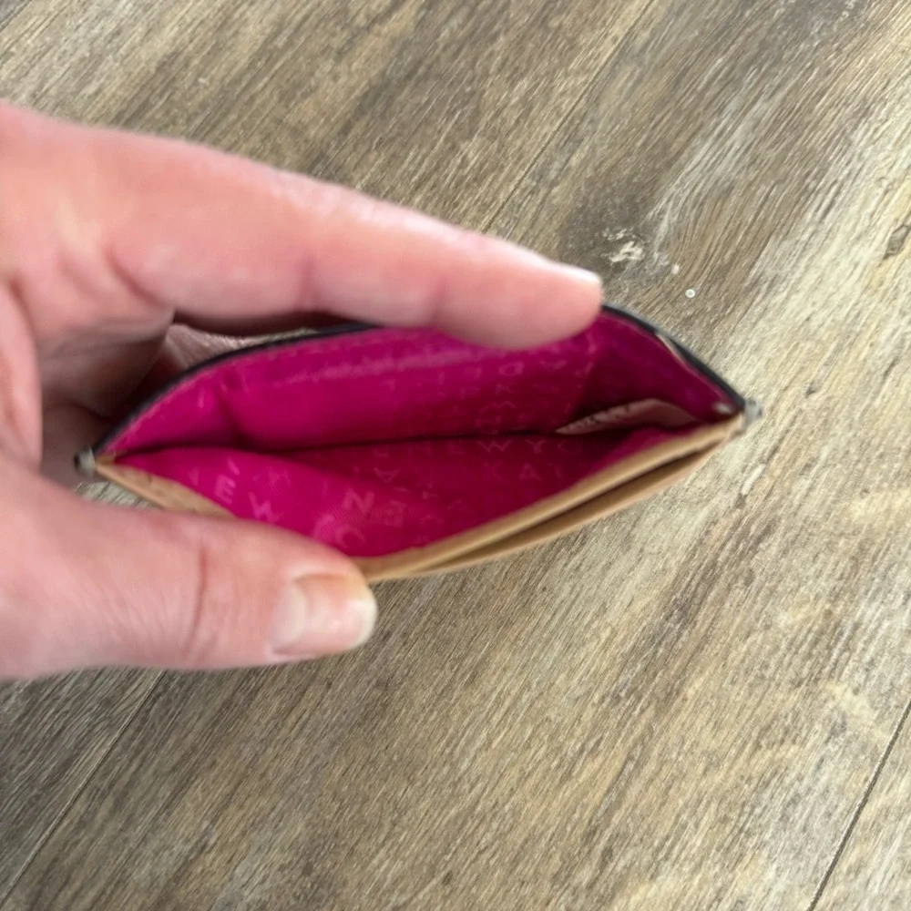 Kate Spade Black Pebbled Leather Card Holder Wallet - Pink Interior
